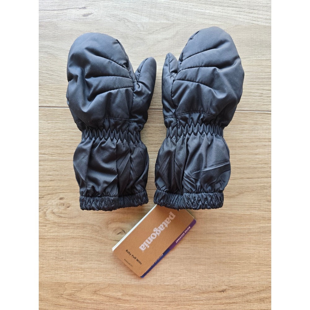 Patagonia Baby Puff Mitts 3-6M Black Water-Resistant Mittens camping gorpcore
